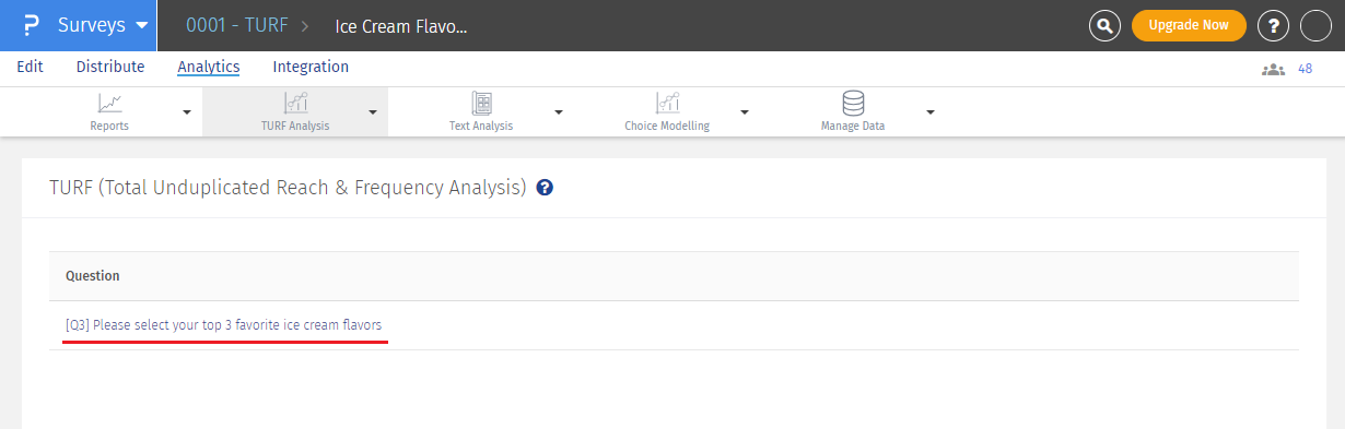 Turf Analysis select question