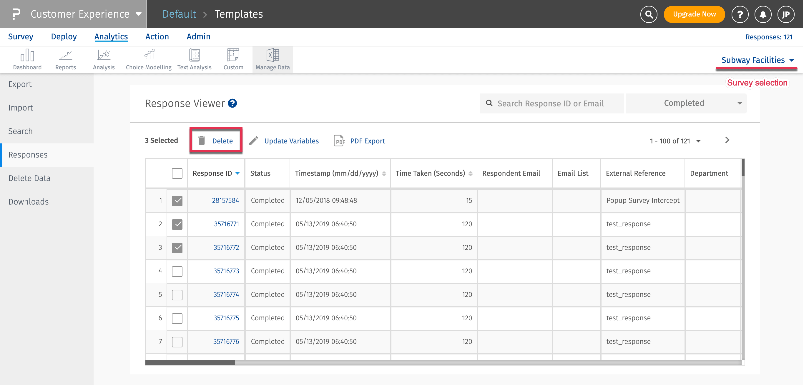 Cx- Response Viewer - Manage Data 