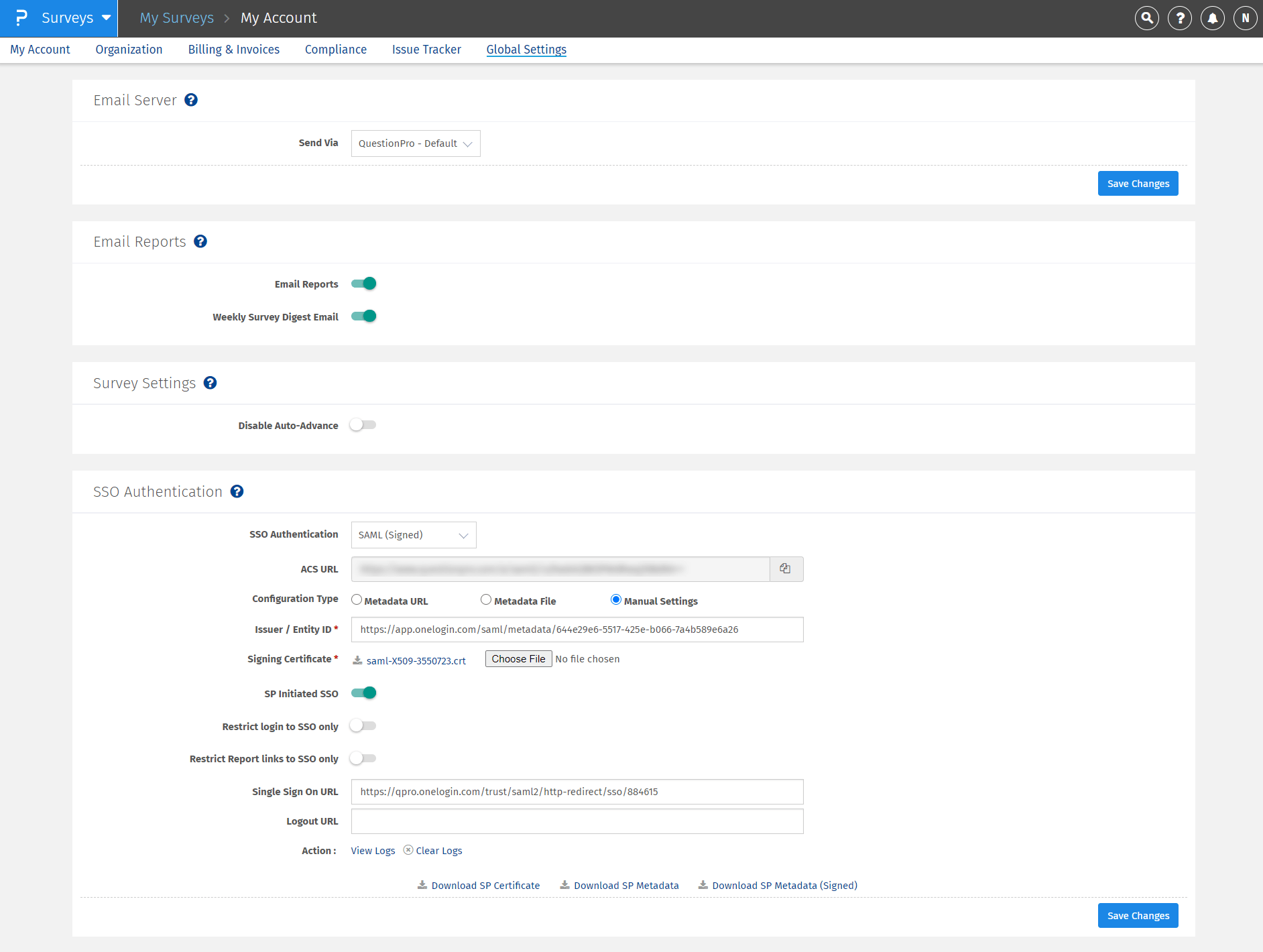 OneLogin- Survey Authentication SAML SSO | QuestionPro Help Document