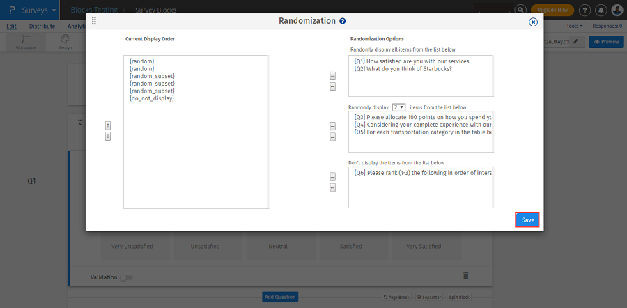 Block randomizer | QuestionPro Help Document