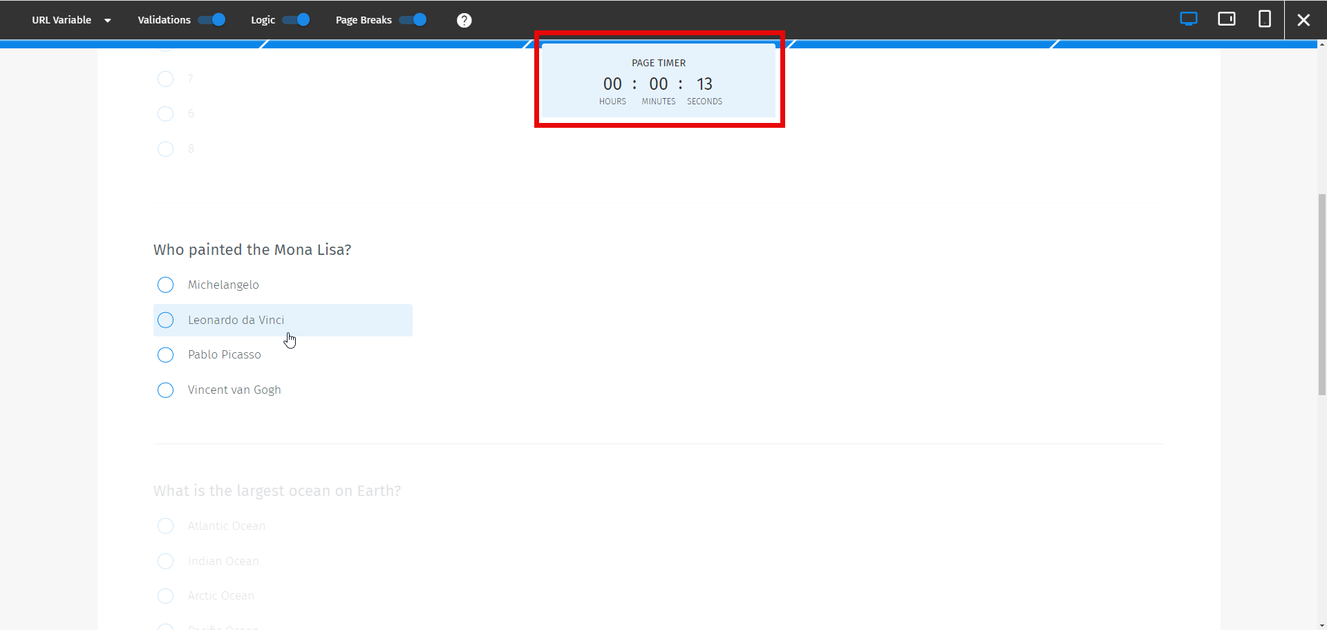 page timer question