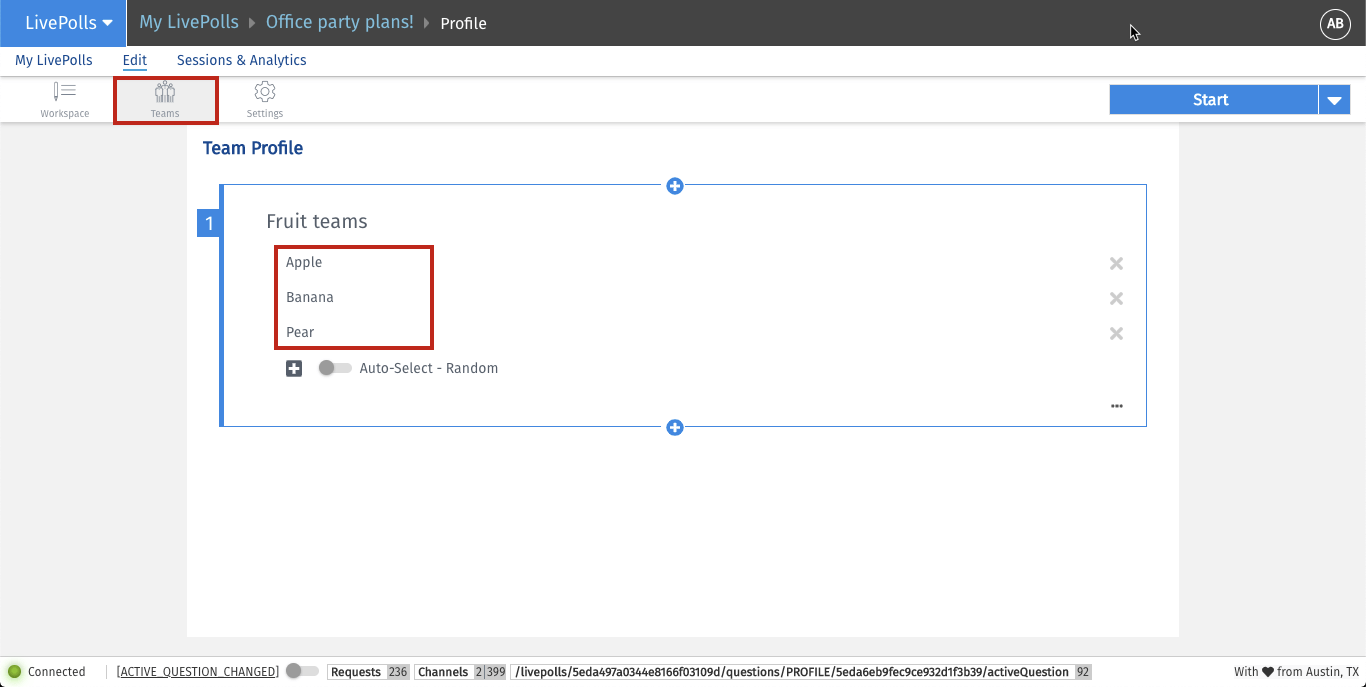 LivePolls - Asignar equipos | QuestionPro Centro de Ayuda