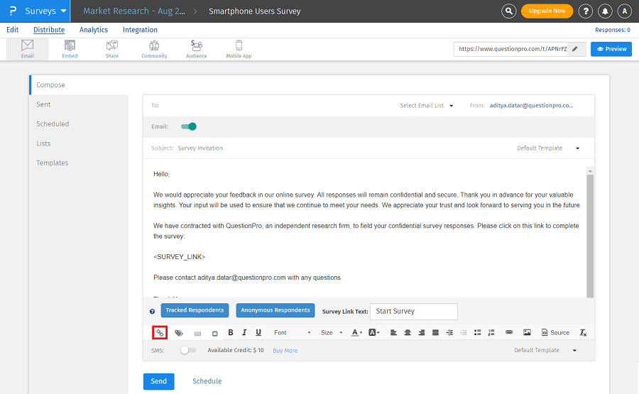 Respondent tracking, Track respondents in surveys