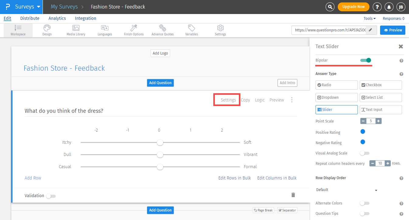 Bipolar Matrix Slider QuestionPro Help Document