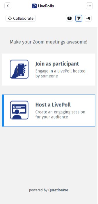 Documentation de l'application LivePolls Zoom | QuestionPro Help Document