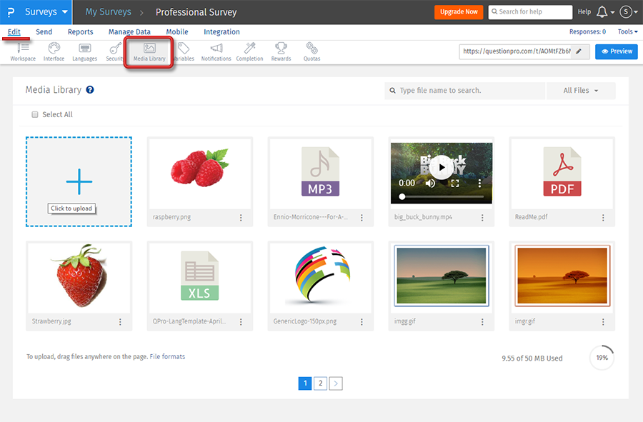 Media Library How To Upload Images And Files Questionpro Help Document