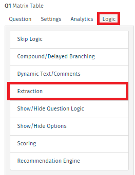 Extracción matriz | QuestionPro Centro de Ayuda