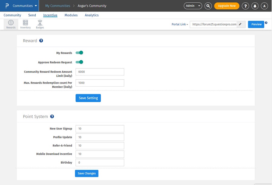 Communities - Points Setup | QuestionPro Help Document