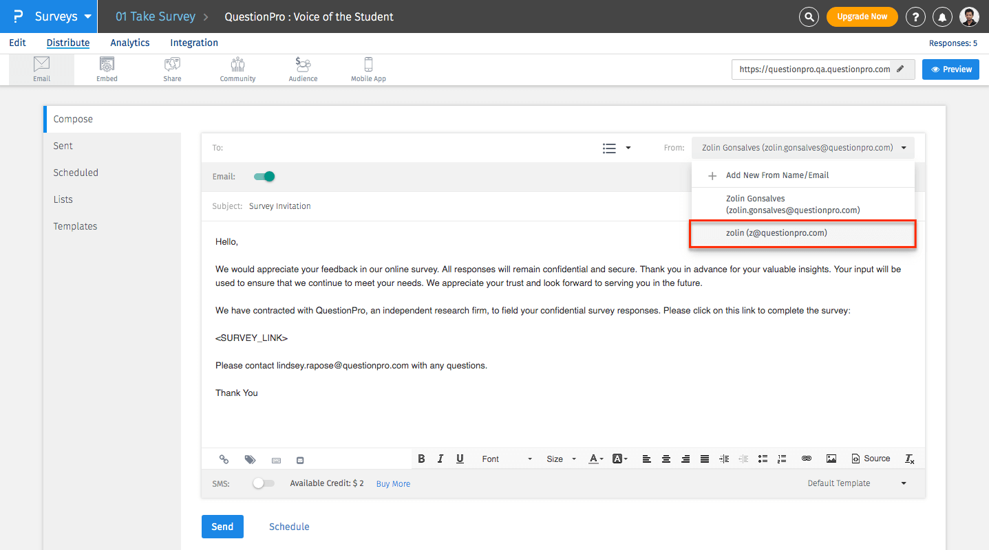 Email invitation settings QuestionPro Help Document