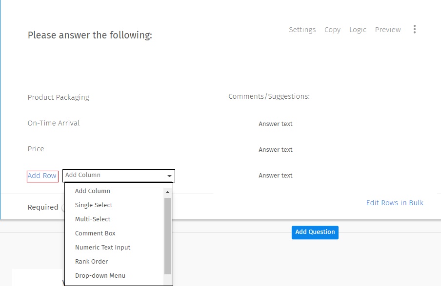 Komplexes Gitter | Flex Matrix - Wie geht das? | QuestionPro Wissensbasis