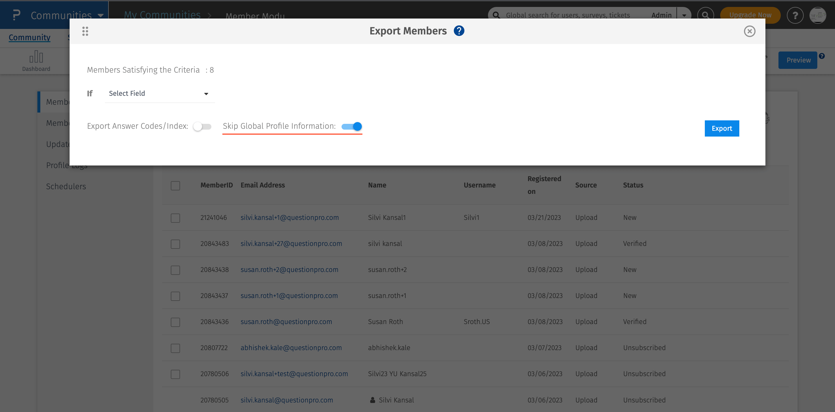 Ways to Search Members to the Community | QuestionPro Help Document