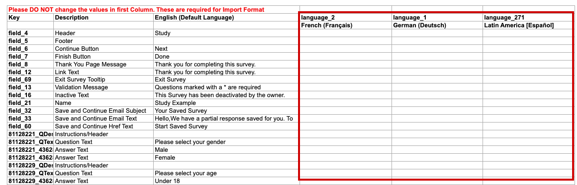 Importing language translations