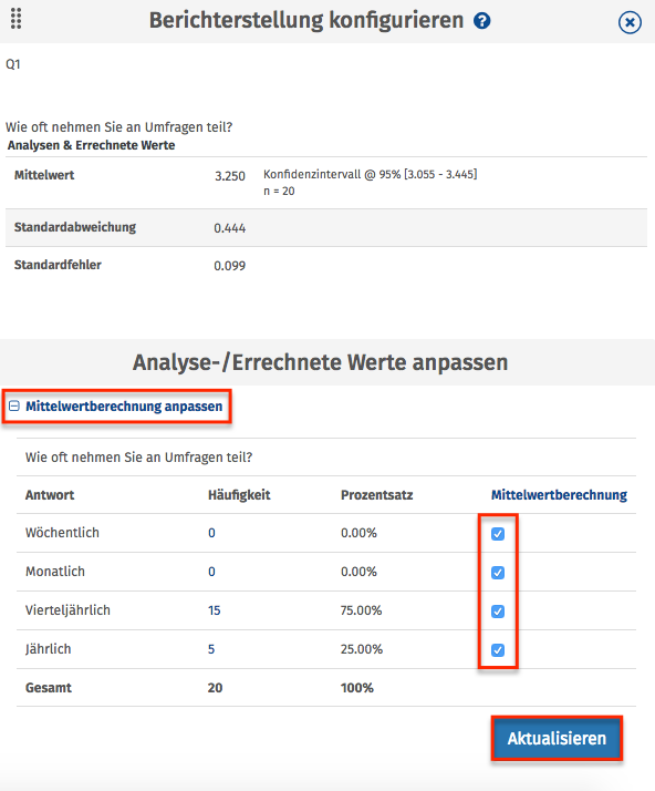 Benutzerdefinierte Skala Analyse basierend auf benutzerdefinierten
