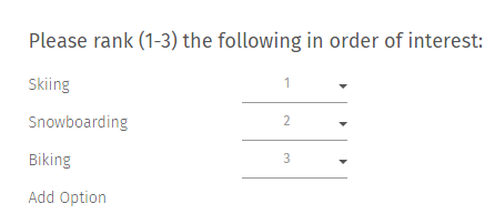 Rank Order Multiple Choice Question