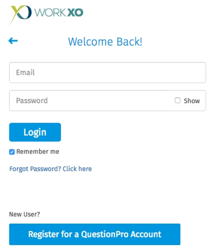 Branded surveys login page