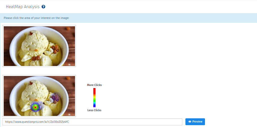 Heat map analysis in surveys