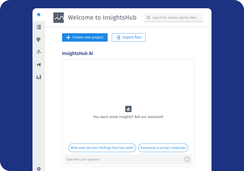 InsightsHub AI chat panel showing a natural language question and answer