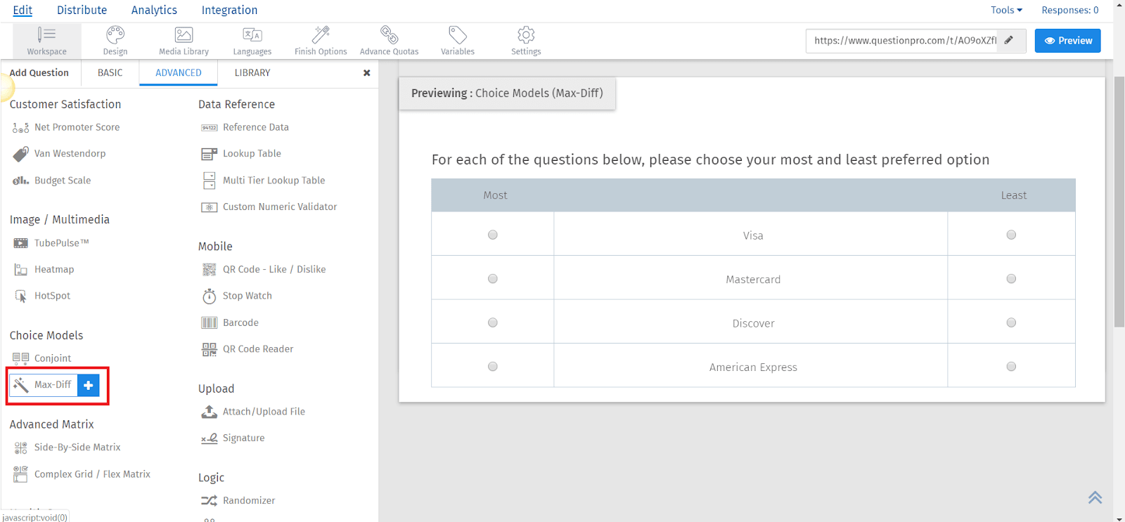 Maxdiff survey example