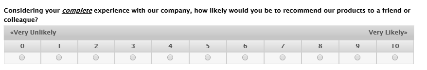 Net Promoter Score Question