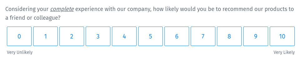 Survey Questions - Net Promoter Score Survey Question