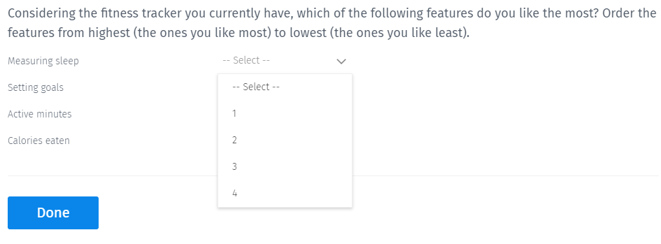 Survey Questions - Rank Order