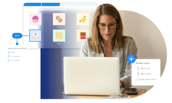 A person using QuestionPro survey software on a laptop