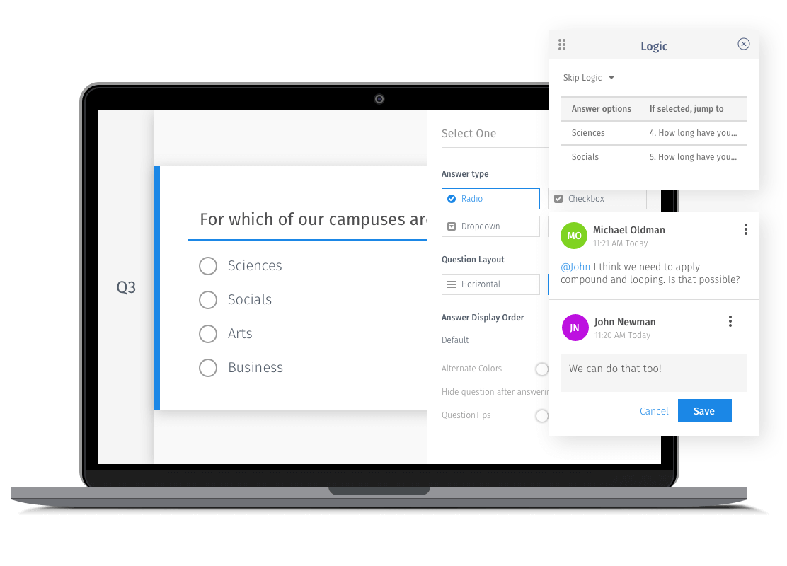 QuestionPro advanced survey logic screen
