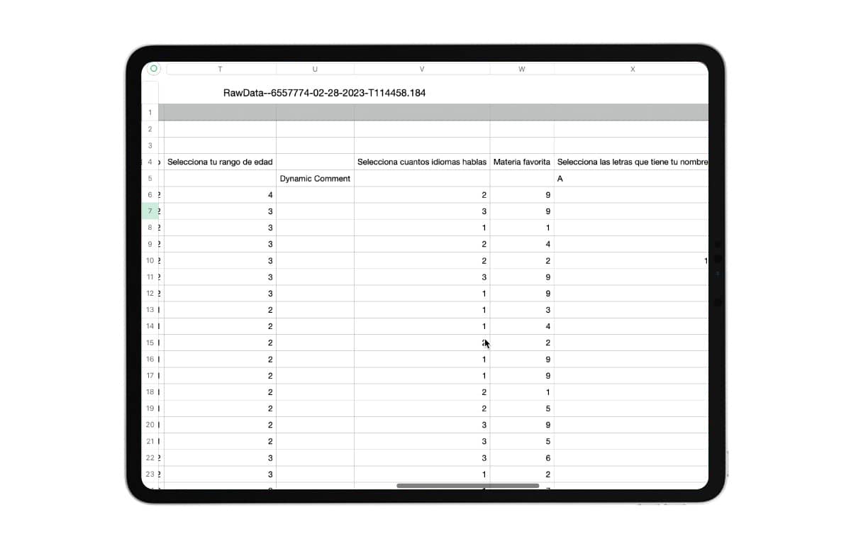 ejemplo de informe en csv raw