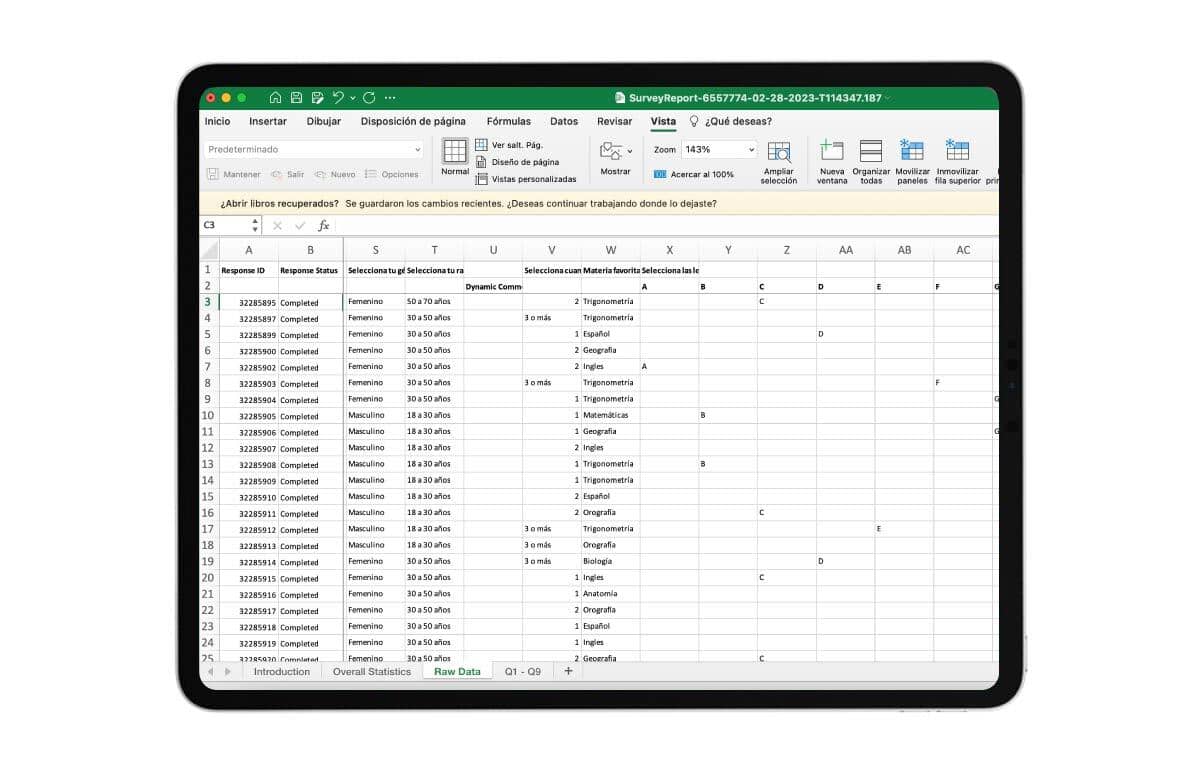 ejemplo de informe en microsoft excel