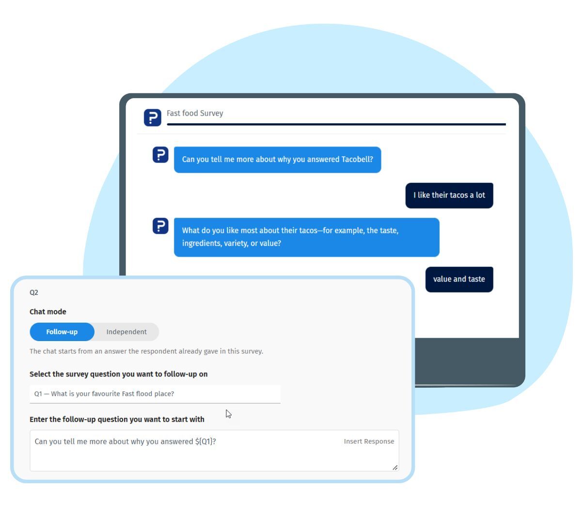Moderated chat AI follow-up questions in surveys