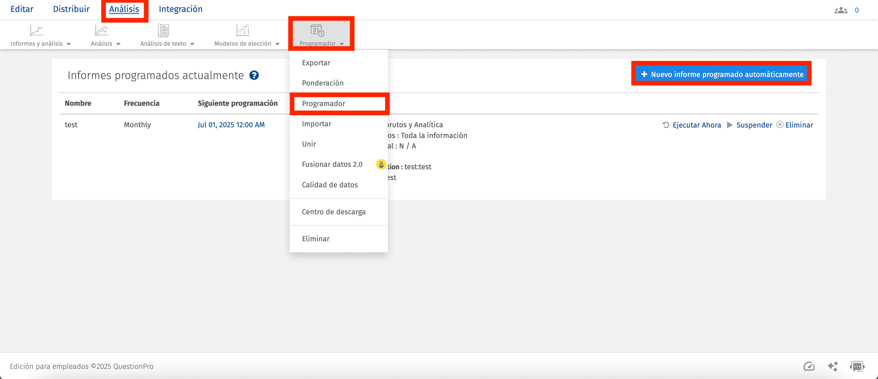 programador de informes